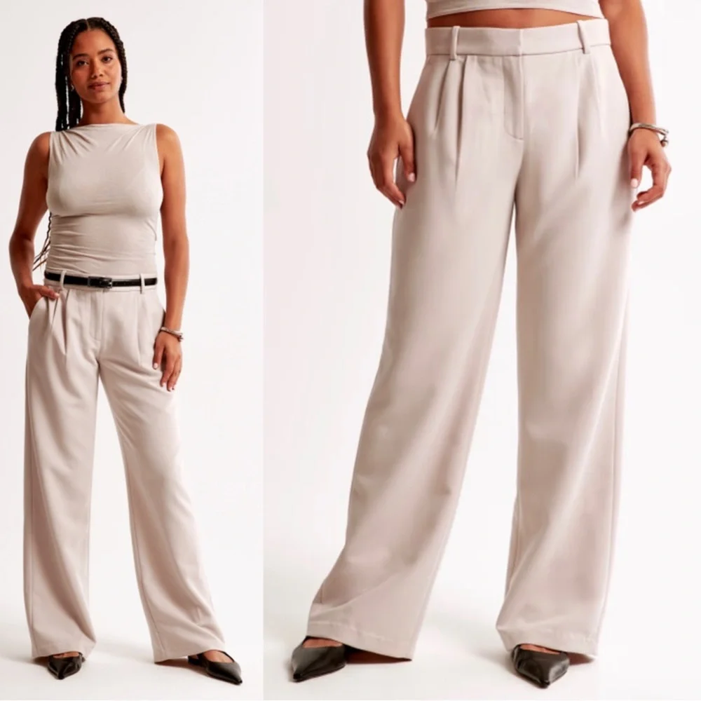 Abercrombie & Fitch Sloane Low Rise Tailored Wide Leg Pant Women’s 12 Career NEW